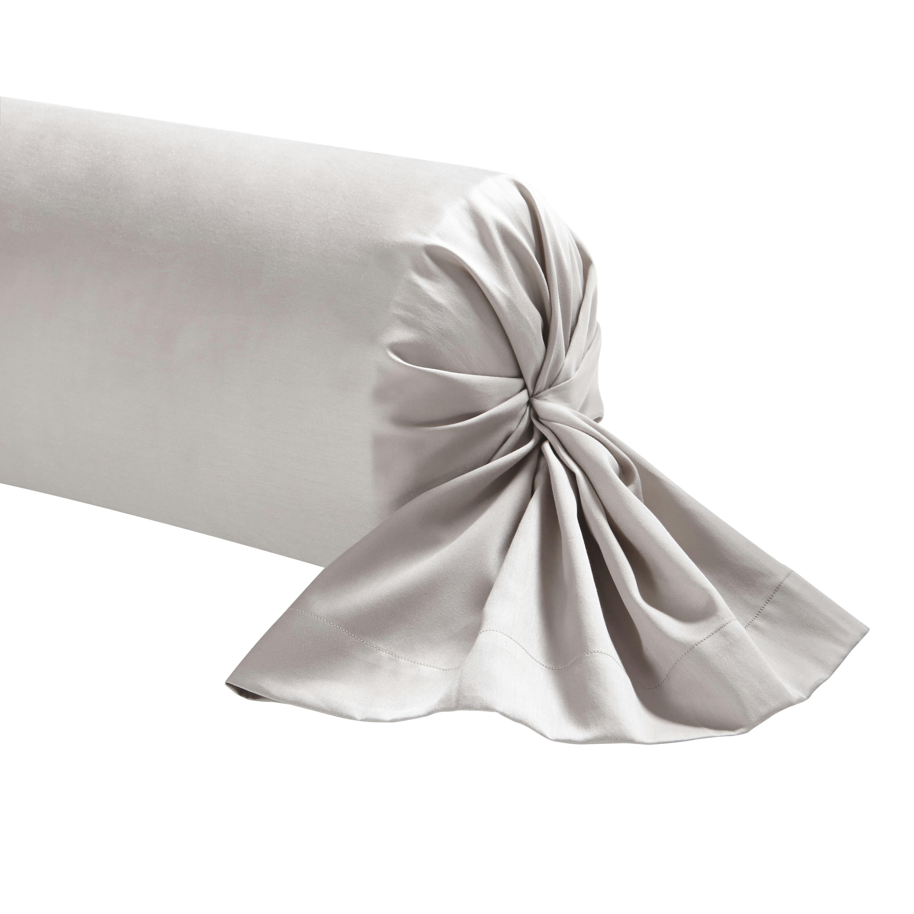 TRIUMPH LINE - Taie de traversin unie en satin de coton blanc 43x230