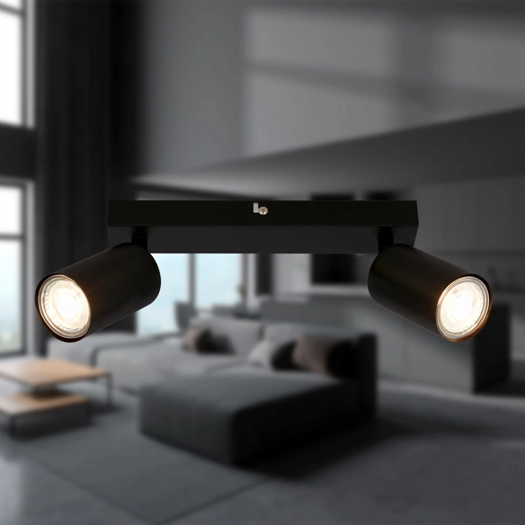 LED-Spotstrahler »Tib«, 2-flammig, GU10, 2 x 9 W, schwenkbar, Metall schwarz