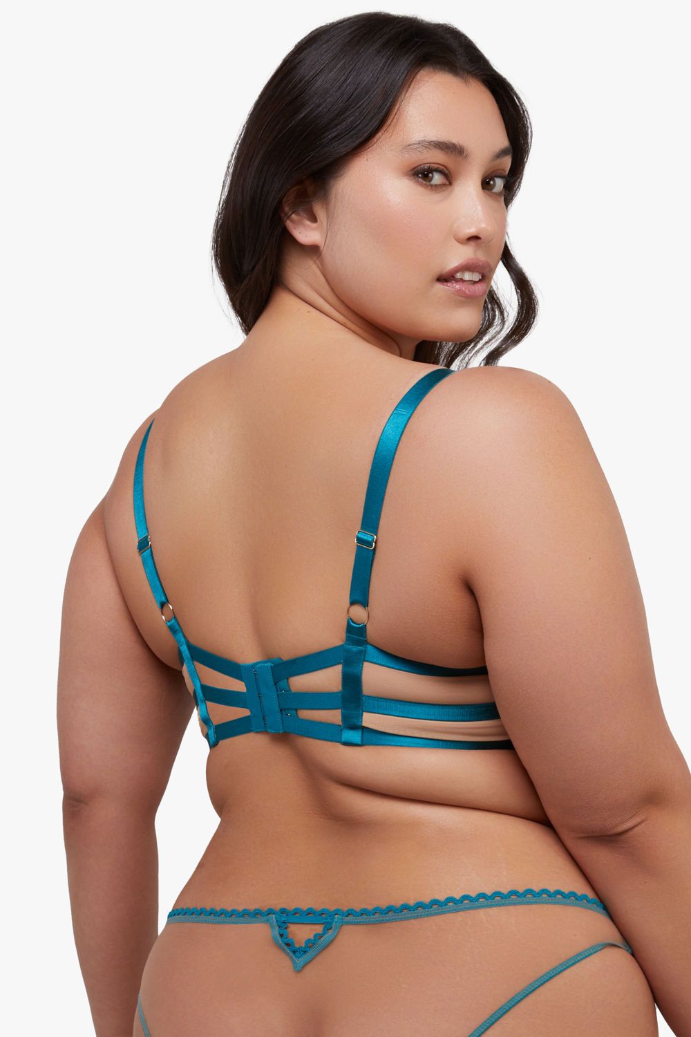 Playful Promises Phoebe Teal Eyelash Lace 'Balconette Bra'
