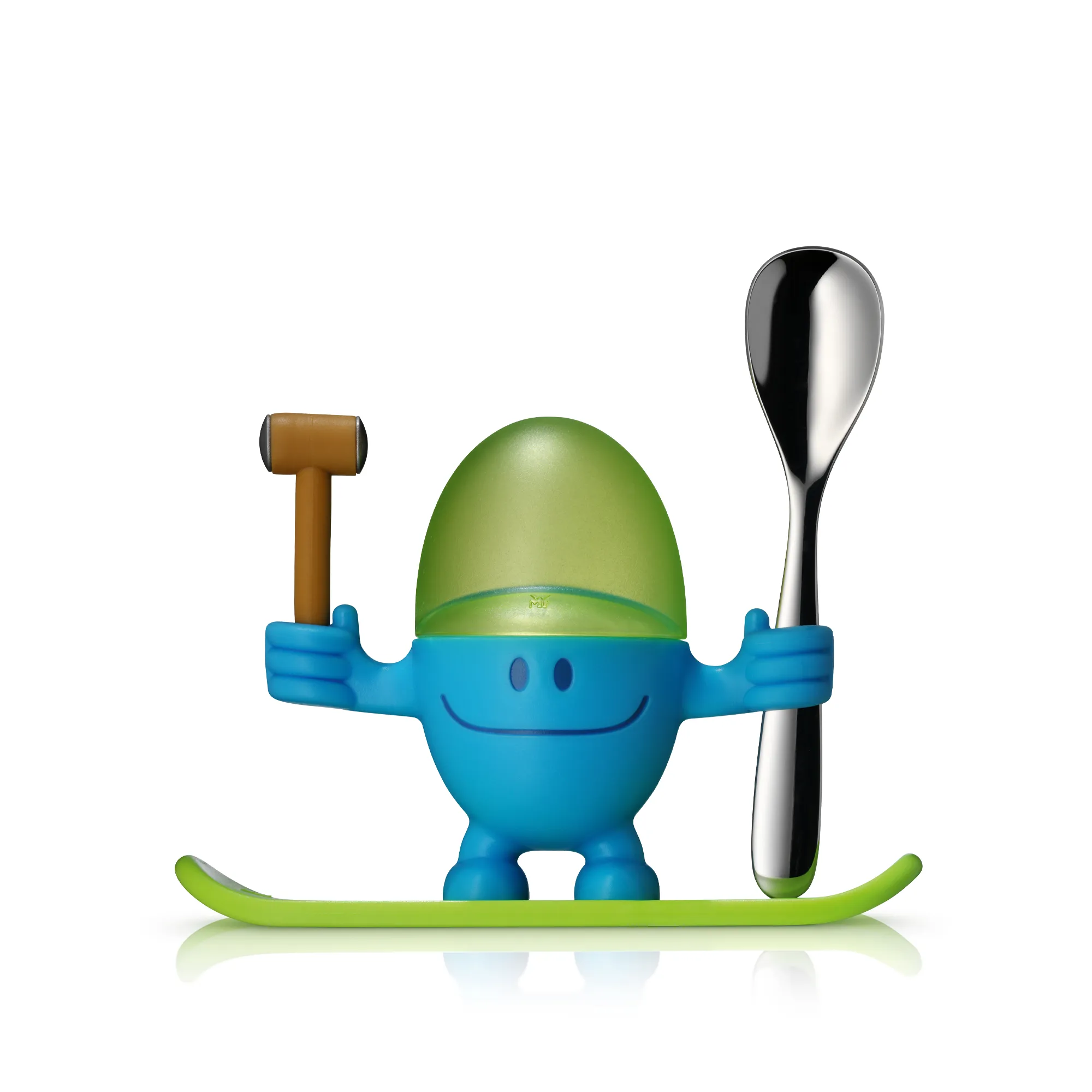 Egg cup set McEgg with spoon, blue 2-piece