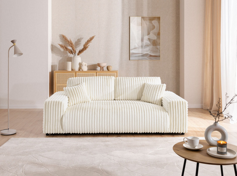 Ropez Justin sofa 3 bez funkcji tkanina dzianina futerko kremowy Vito 23