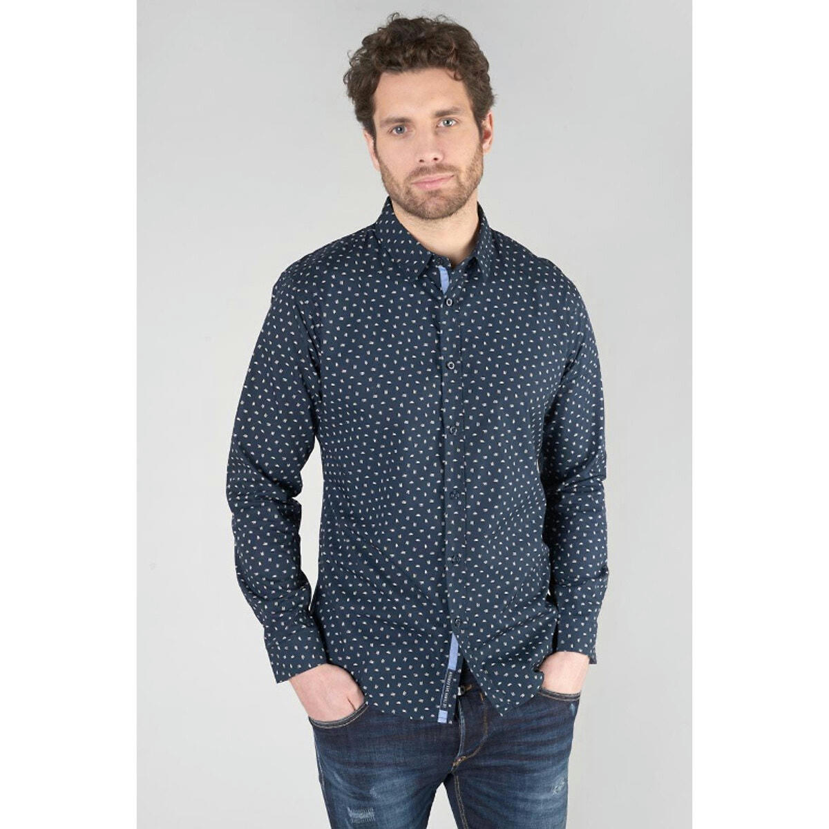 Chemise Gisor bleu marine à motif
