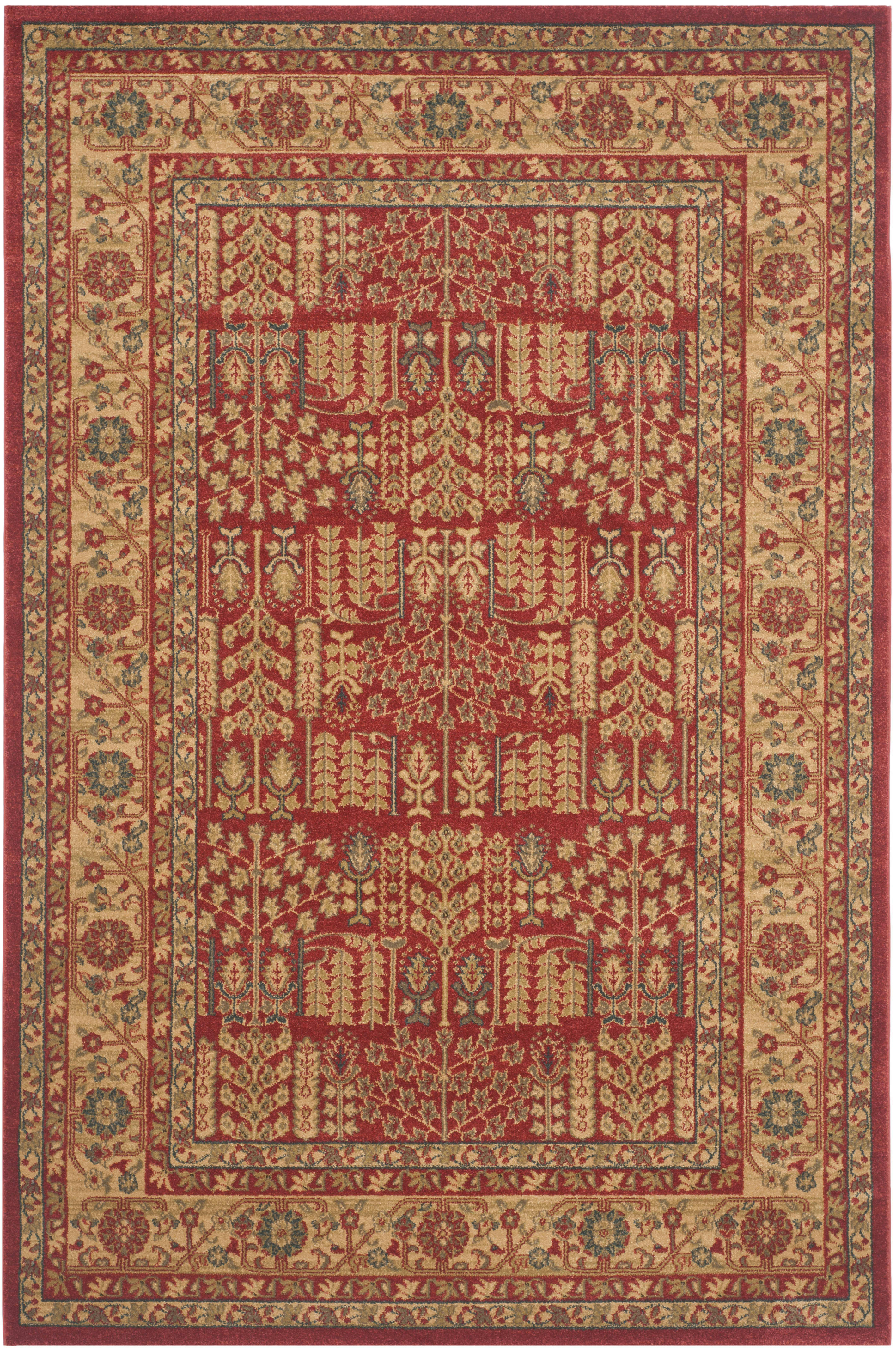MAHAL - Tapis de salon interieur en rouge & naturel, 155 x 231 cm