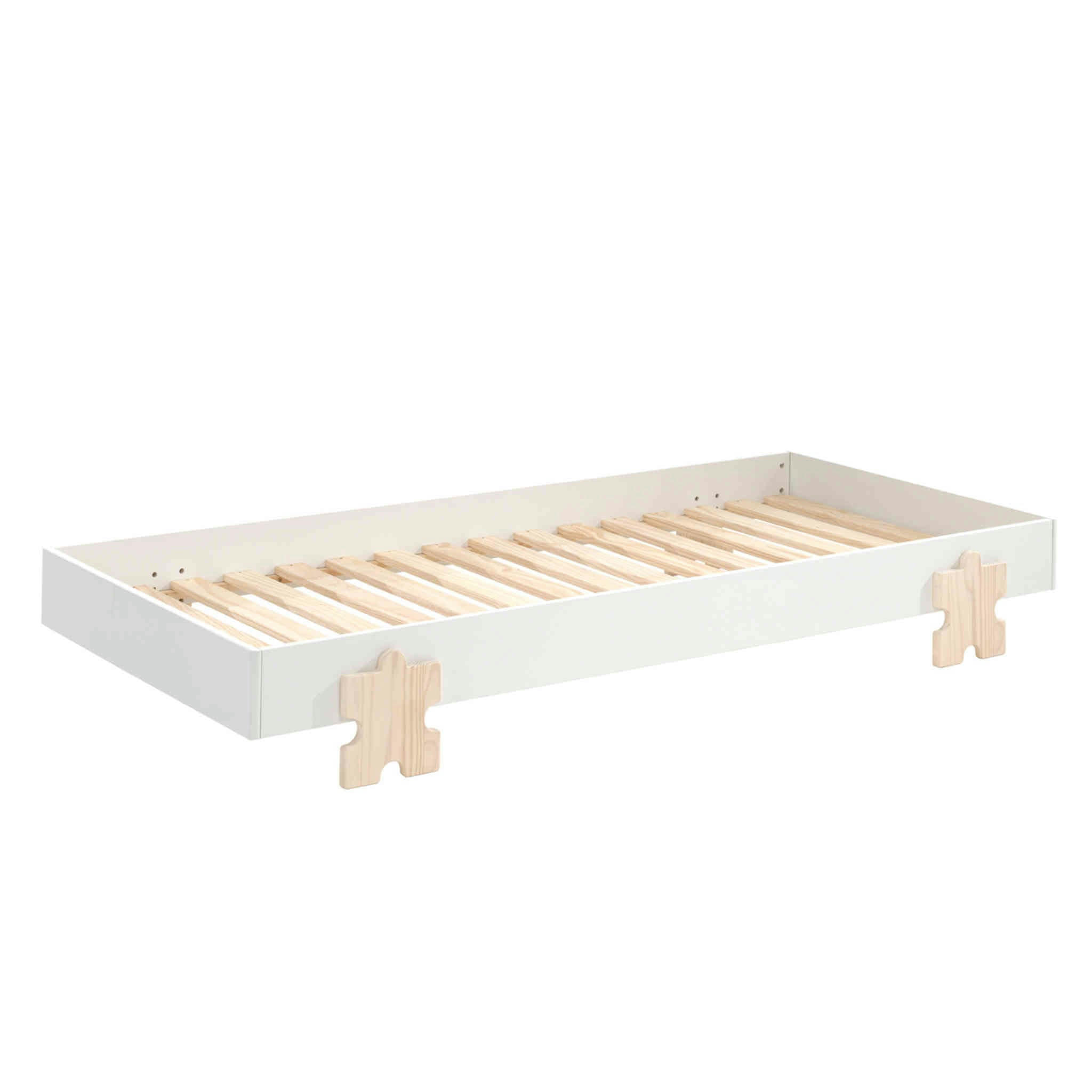 - Lit enfant en bois avec pieds puzzle 90x200 blanc