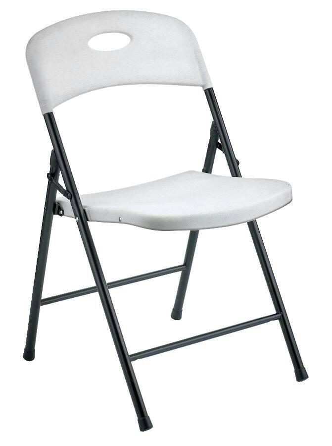 For Living Portable Indoor/Outdoor Contoured Plastic & Metal Folding Chair, White
