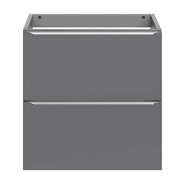 Meuble sous vasque suspendu faible profondeur gris brillant l.60 x H.60 x P.36 cm, GoodHome Imandra