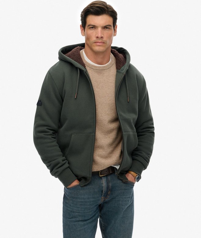 Borg Lined Zip Hoodie