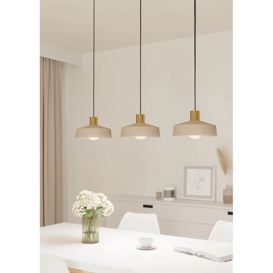 EGLO Valdiola Hanglamp - E27 - 93 cm - Beige/Goud - Staal