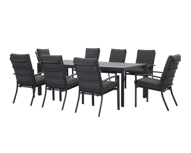 Jette 8 Seater Dining Setting Bundle - Gunmetal Grey