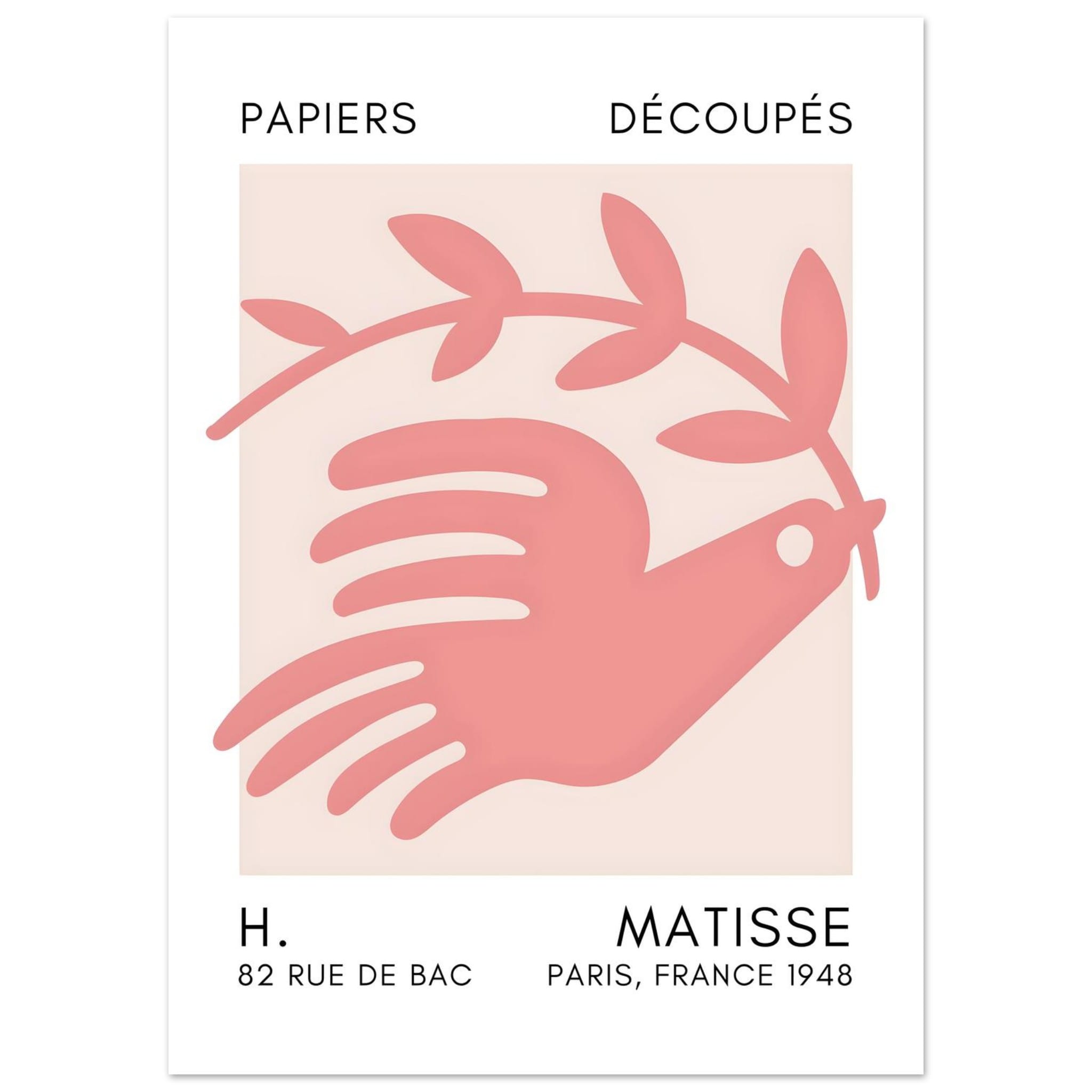 Artfulprints Poster Matisse - Peace dove taupe  - 70x100 cm - Taupe