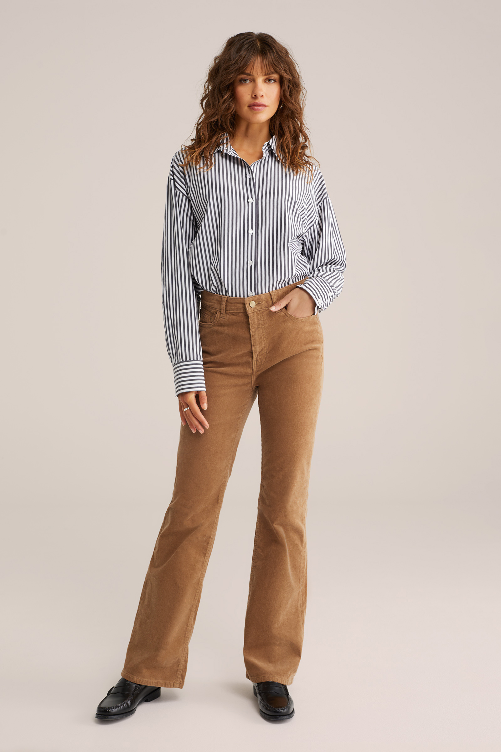 Dames flared broek van corduroy