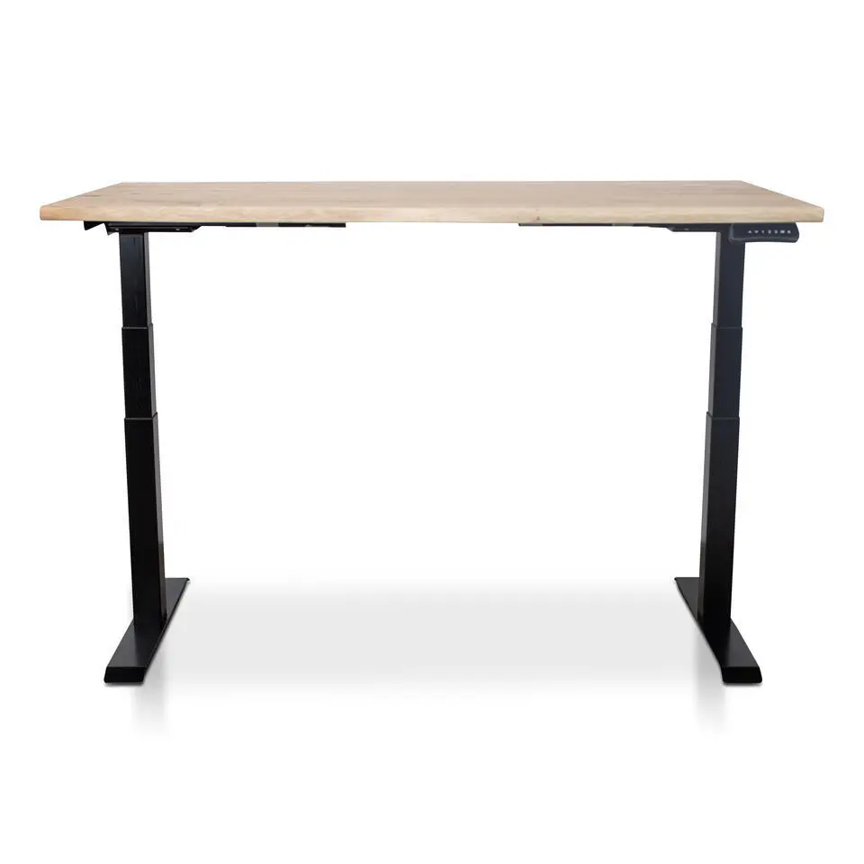 MRC Zit-sta bureau massief boomstam blad 180x90 zwart frame NEN-EN 527