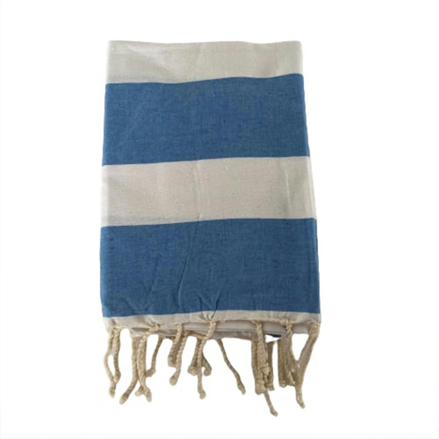 100X200CM 190GM² - Fouta traditionnelle "Transat" Bleu ciel 100x200