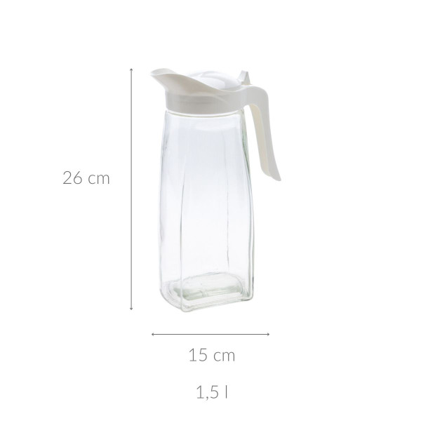 Szklany dzbanek z pokrywką, 1,5 l