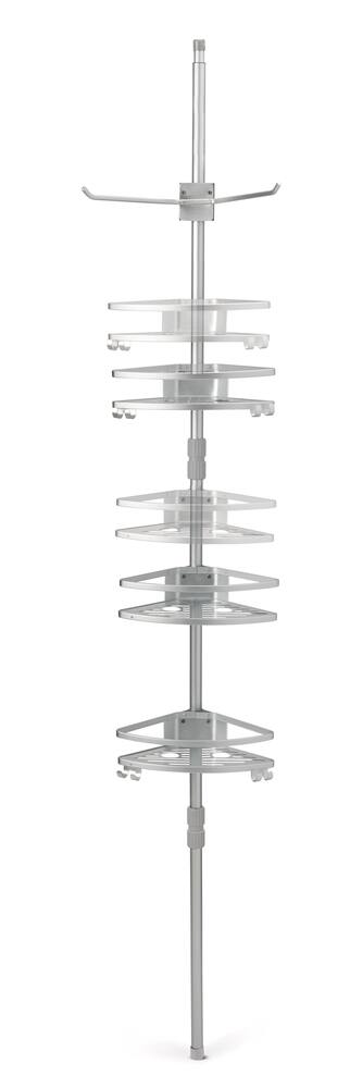 Type A Aluminum Rust-Resistant Adjustable Shelves Tension Pole Shower Caddy, with Hooks