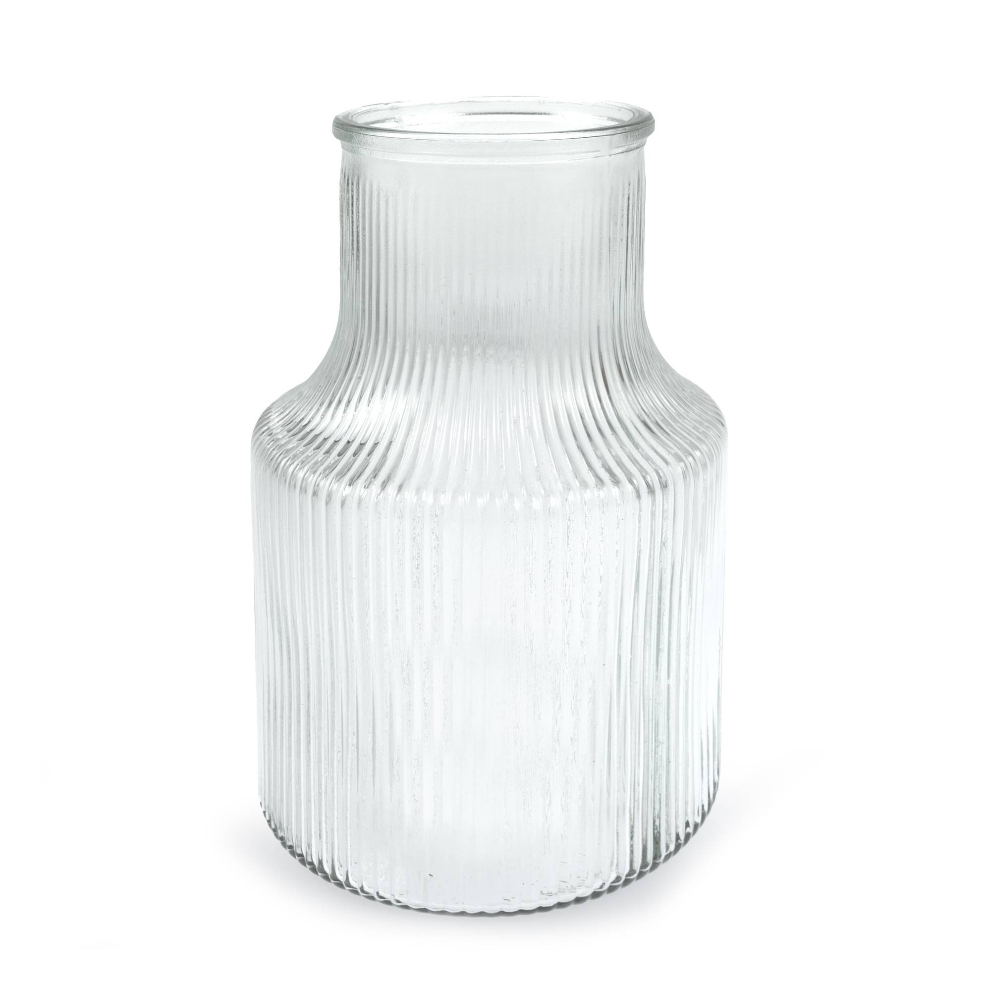 Clear Ribbed Glass Vase 18cm x 12cm