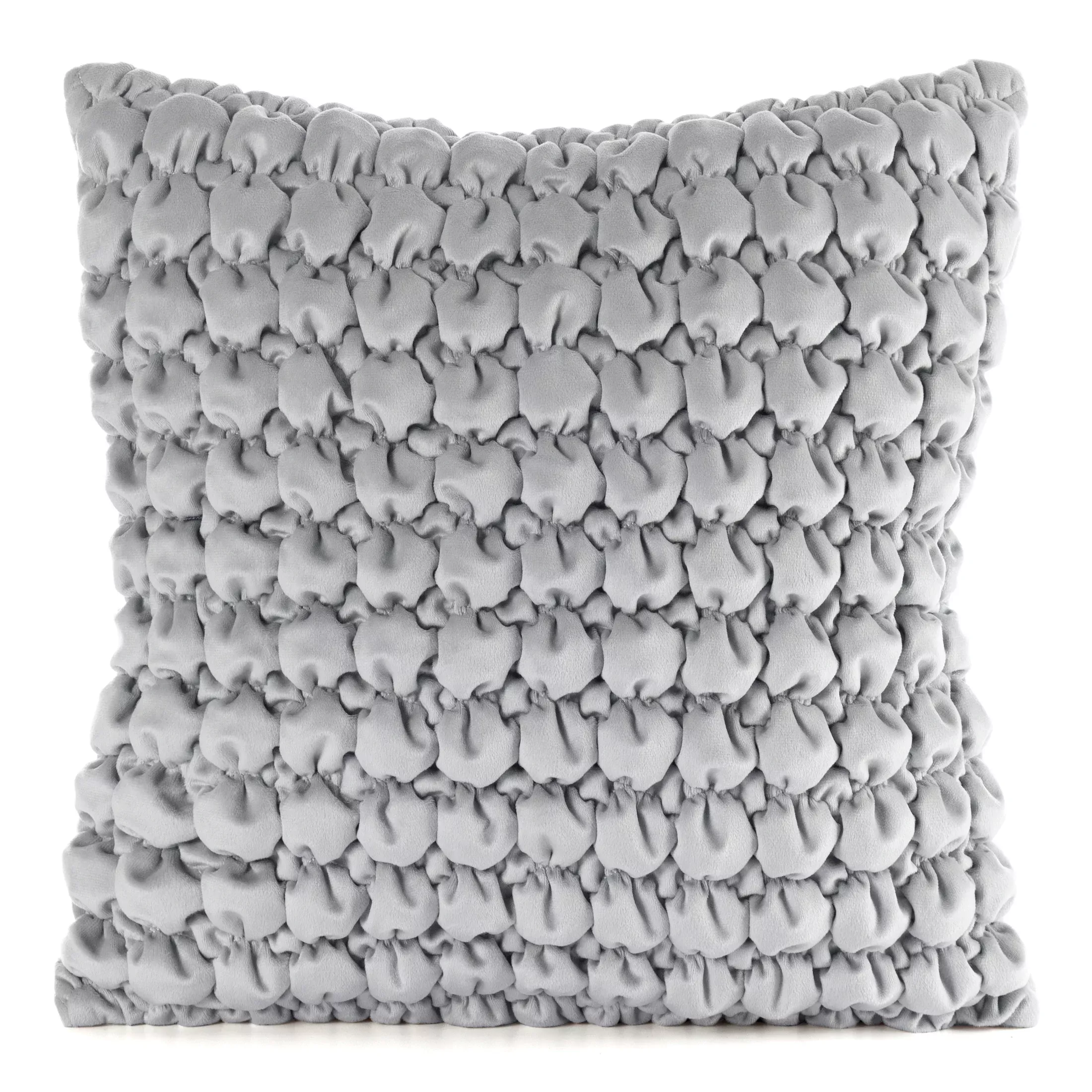 Poszewka na poduszkę 45x45 cm welwetowa kolor srebrny zdobiona wzorem 3D VELVET 193 Eurofirany Premium