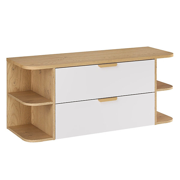 Ensemble meuble sous-vasque 120cm niches arrondies et colonne Oria Blanc mat