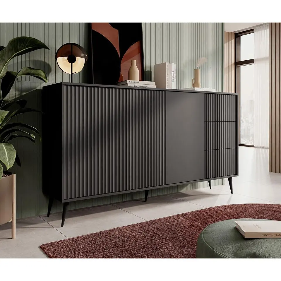 Meubella - Dressoir Winq - Antraciet - 180 cm