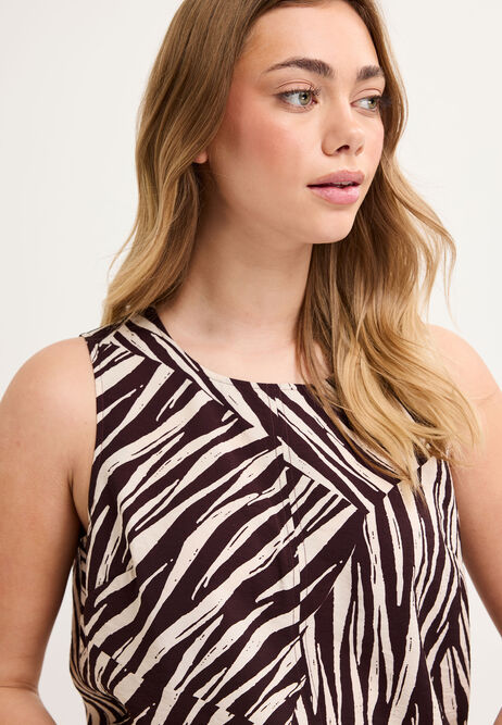 Womens Brown Zebra Print Vest Top