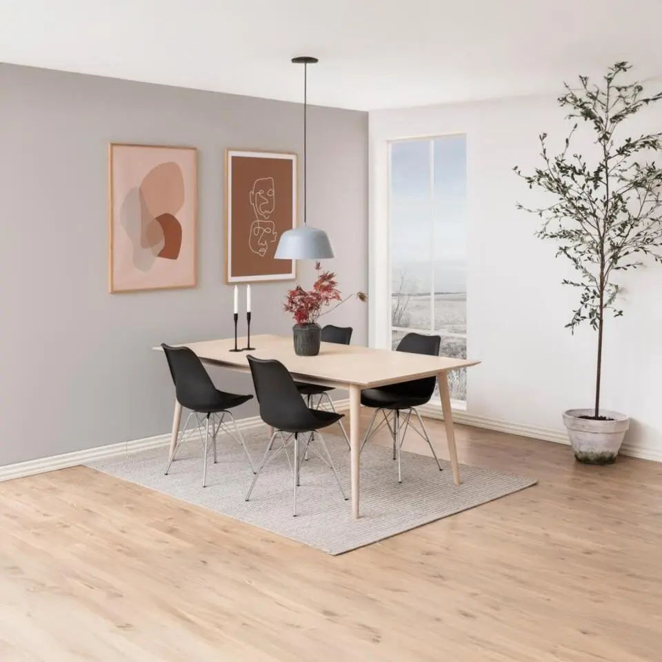 Eetkamerstoel - Zwart - Pu Leer - Zithoogte 49cm - Tiel - Set van 4