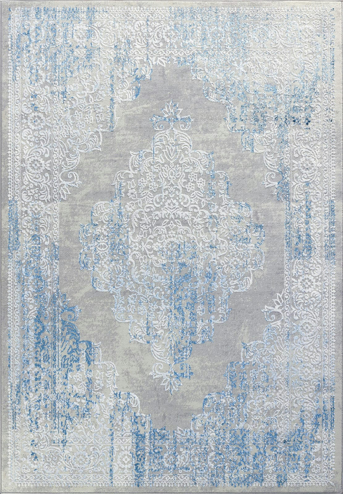 ELIN - Tapis Vintage Oriental Ivoire/Bleu/Gris 200x275