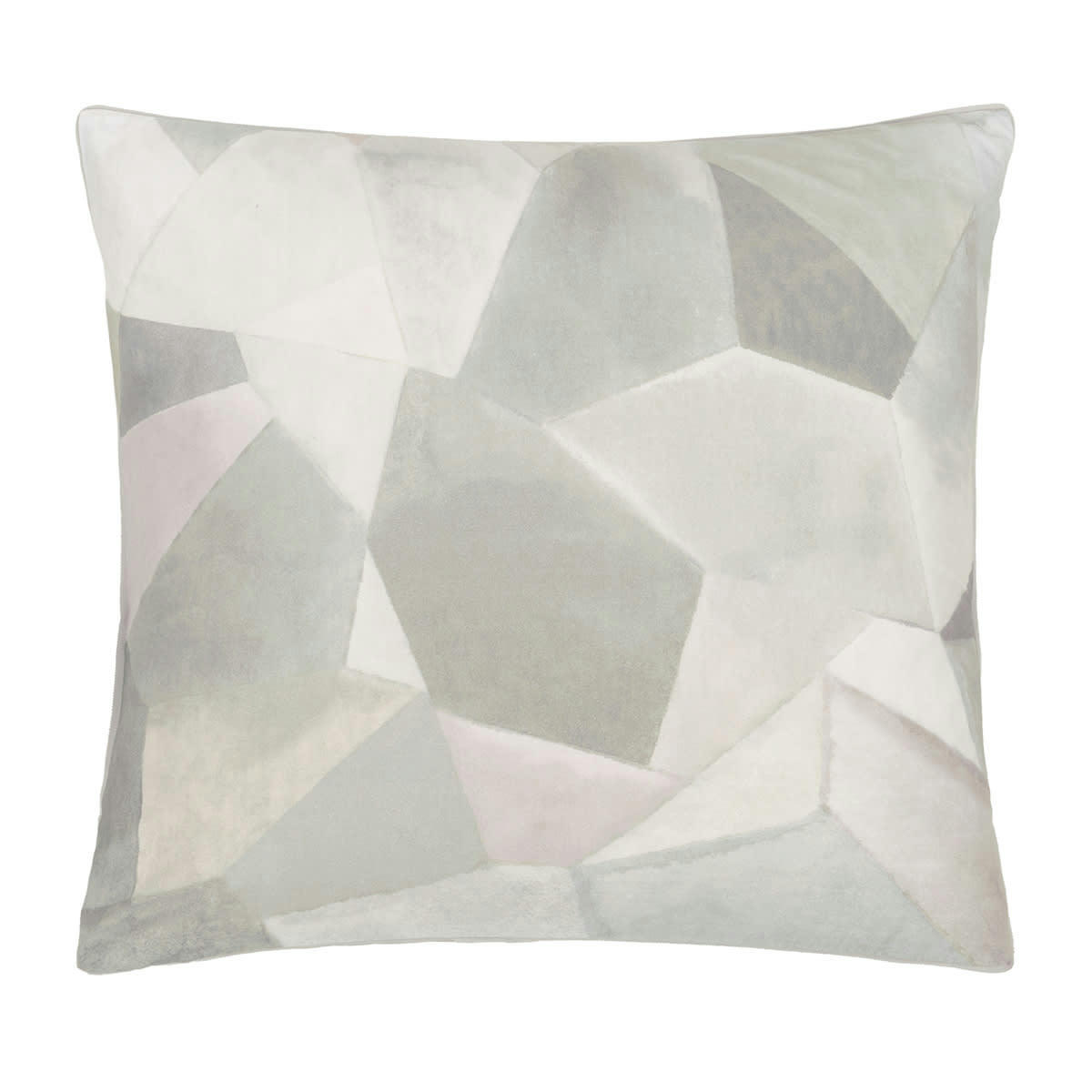 GEO MODERNE PEWTER - Taie d'oreiller en percale de coton beige 65x65