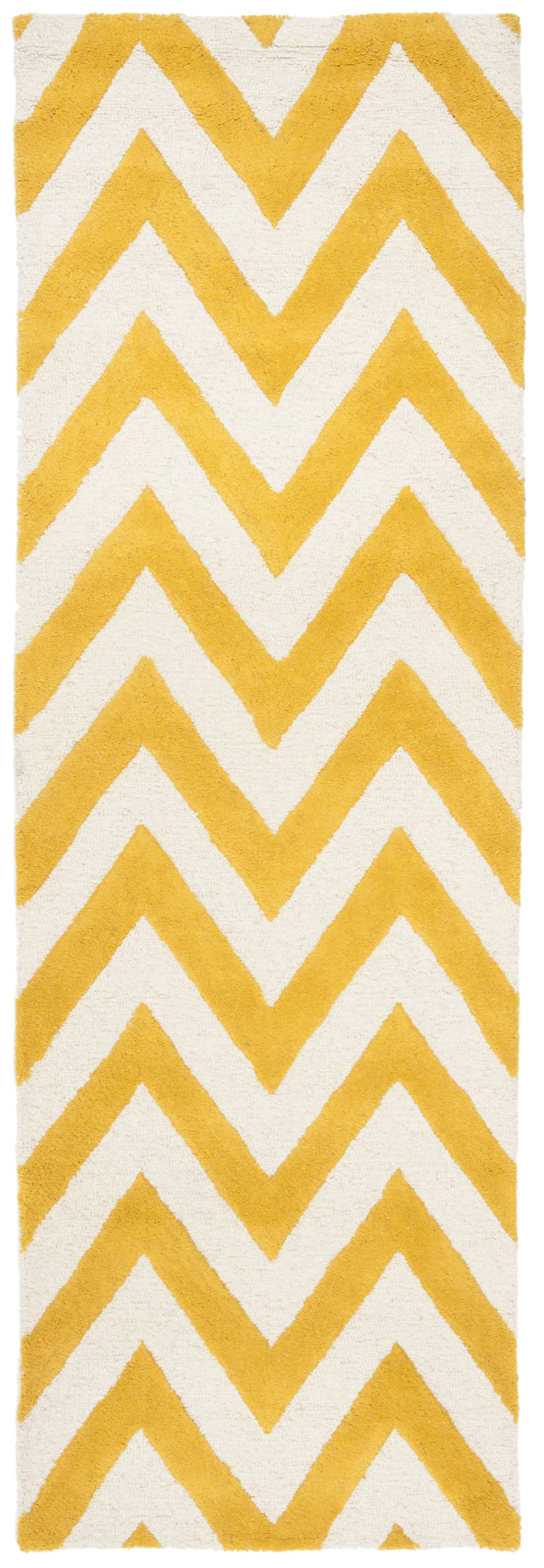 CAMBRIDGE - Tapis de salon interieur en or & ivoire, 76 x 244 cm