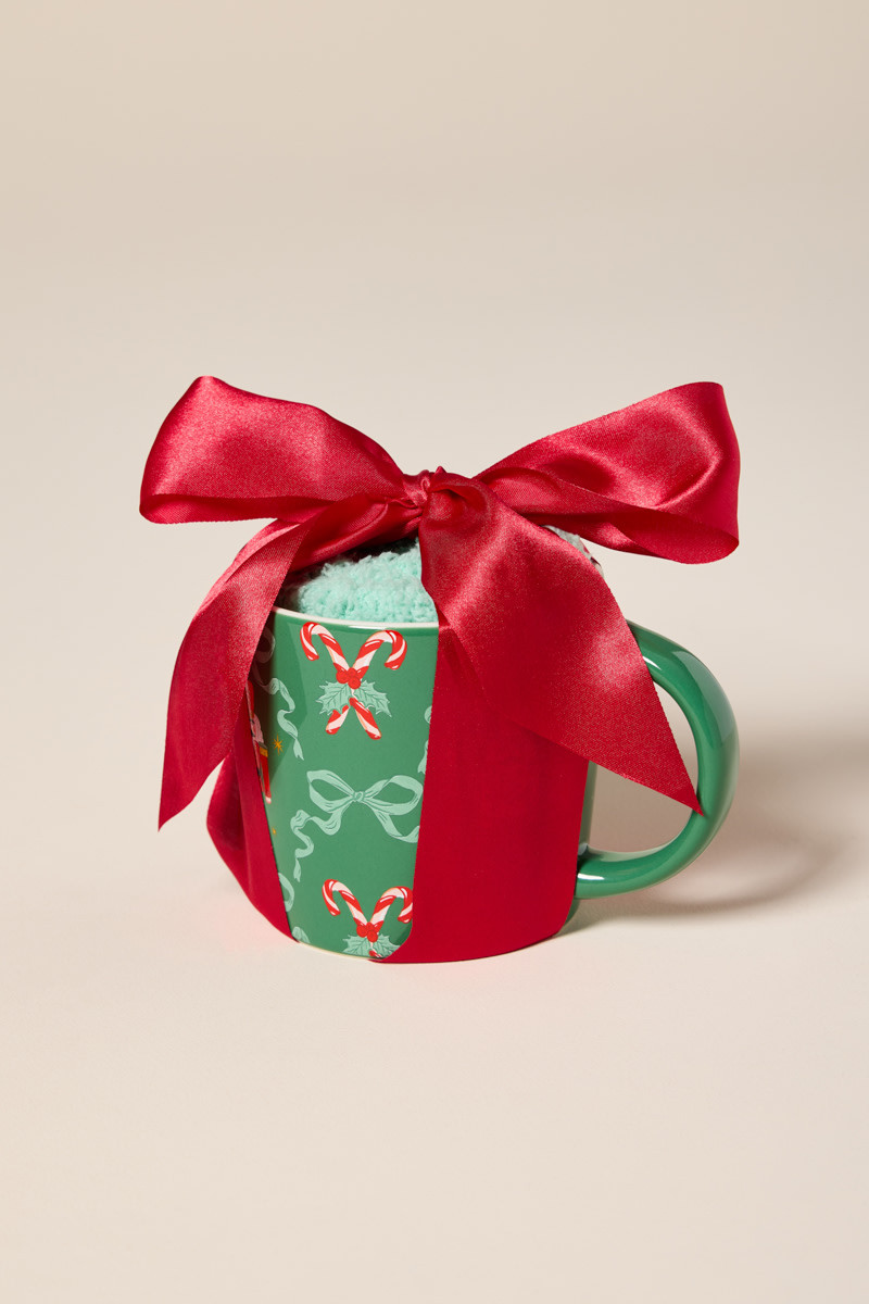 Nutcracker Coffee Mug and Fuzzy Socks Gift Set