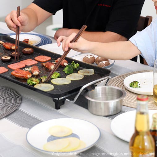 SOGA 2X 48cm Electric BBQ Grill Teppanyaki Tough Non-Stick Surface Hot Plate Kitchen 3-5 Person