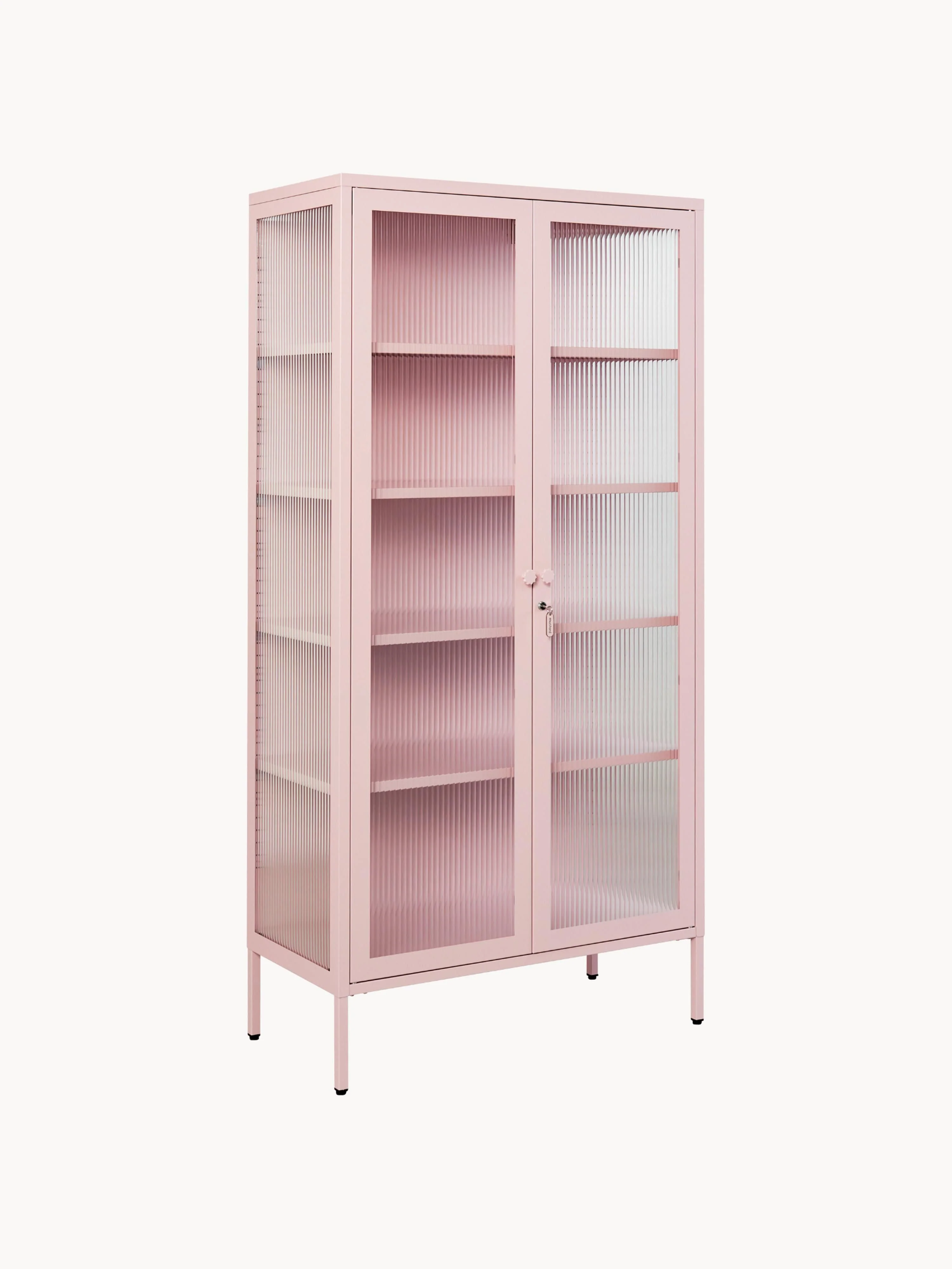 Metall-Vitrine The Collector mit geriffeltem Glas