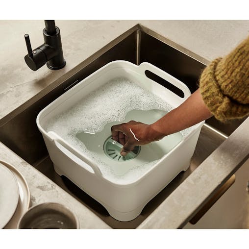 Joseph Joseph Wash & Drain Washing Up Bowl | Light Stone / Sage