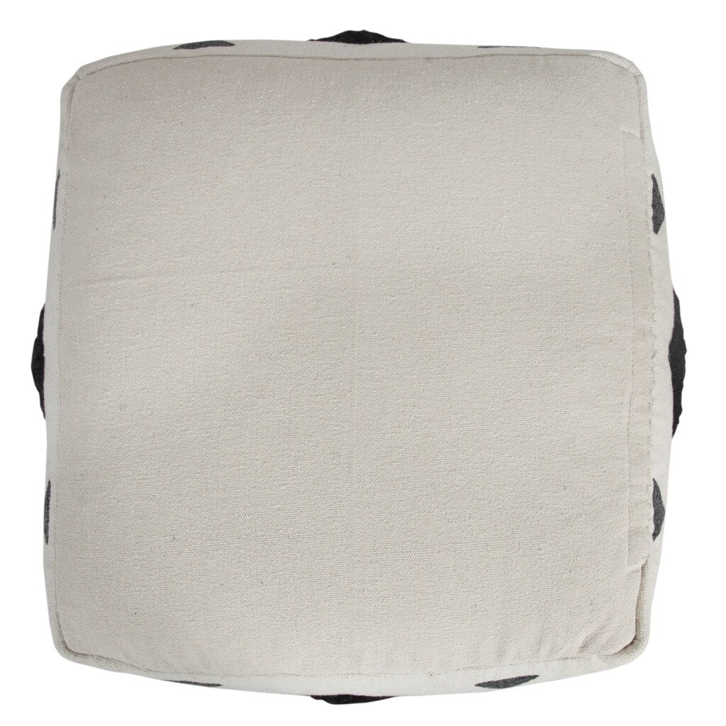 18 White Cotton Geometric Pouf Ottoman for Living Room and Bedroom Seating