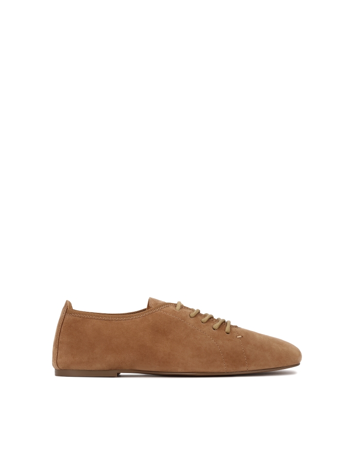 Lace-up light brown suede shoes