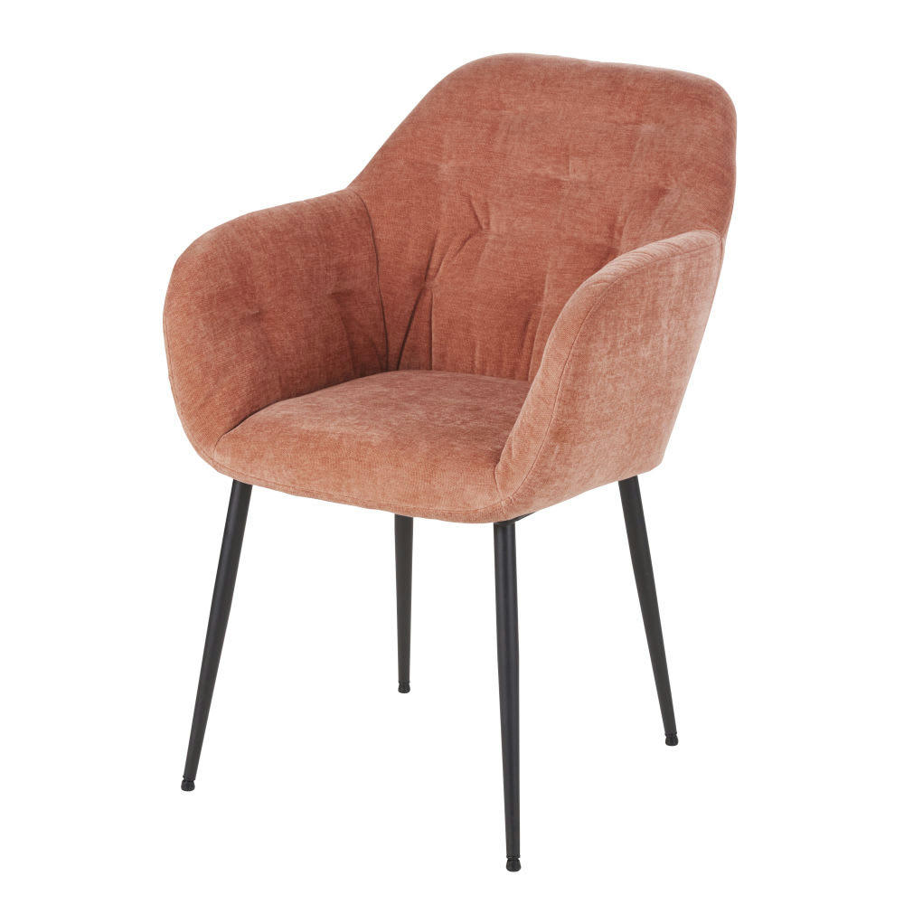 Willy - Fauteuil à dîner en velours vieux rose