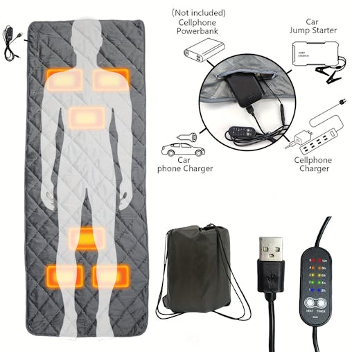 NNETM USB Heated Sleeping Bag Pad 5-Level Adjustable