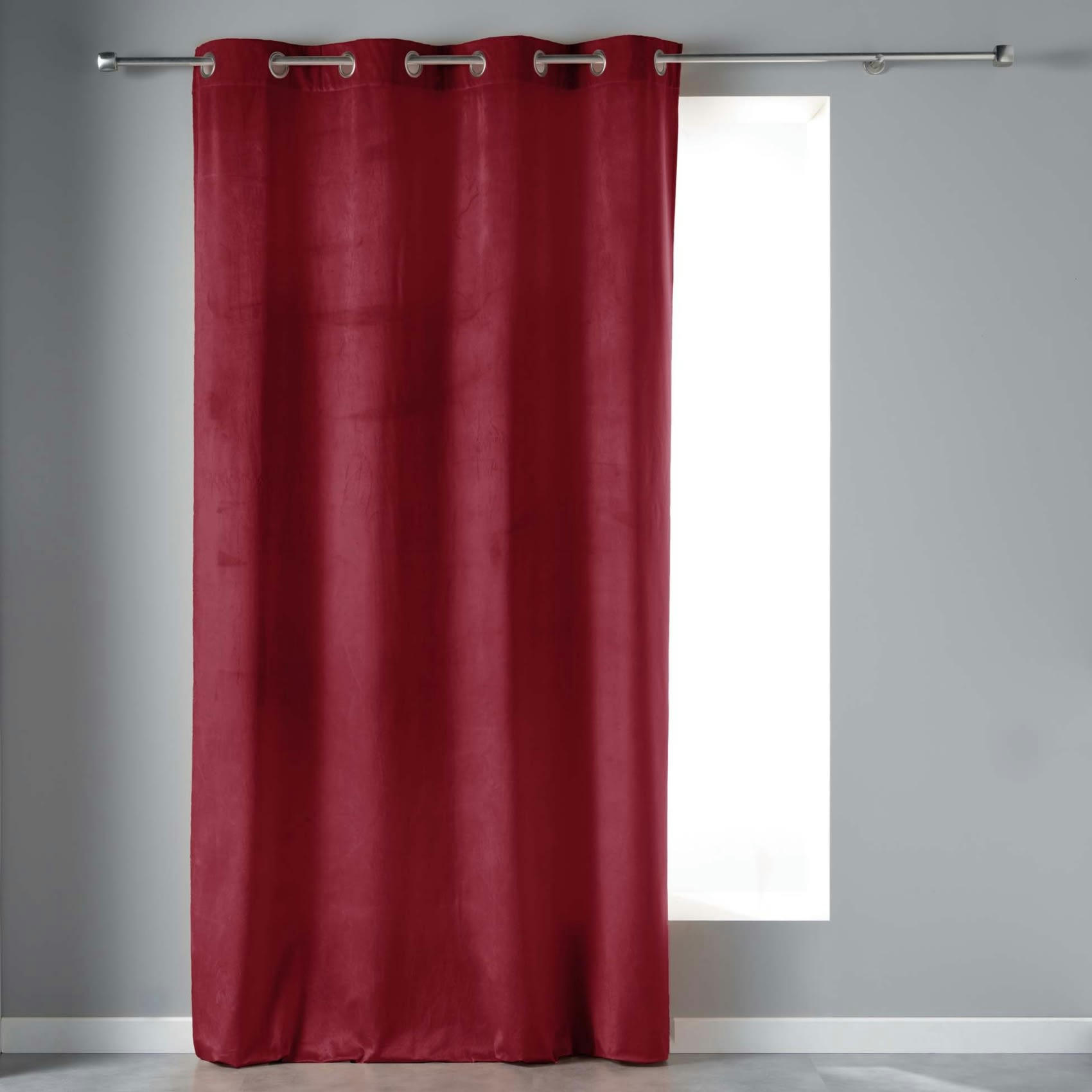 - Rideau tamisant en velours ras bordeaux 140x240 cm
