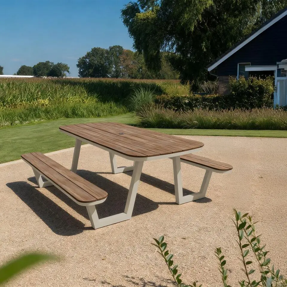 SenS-Line Lazio picknicktafel / picknickbank - Houtlook / Taupe - 200 cm