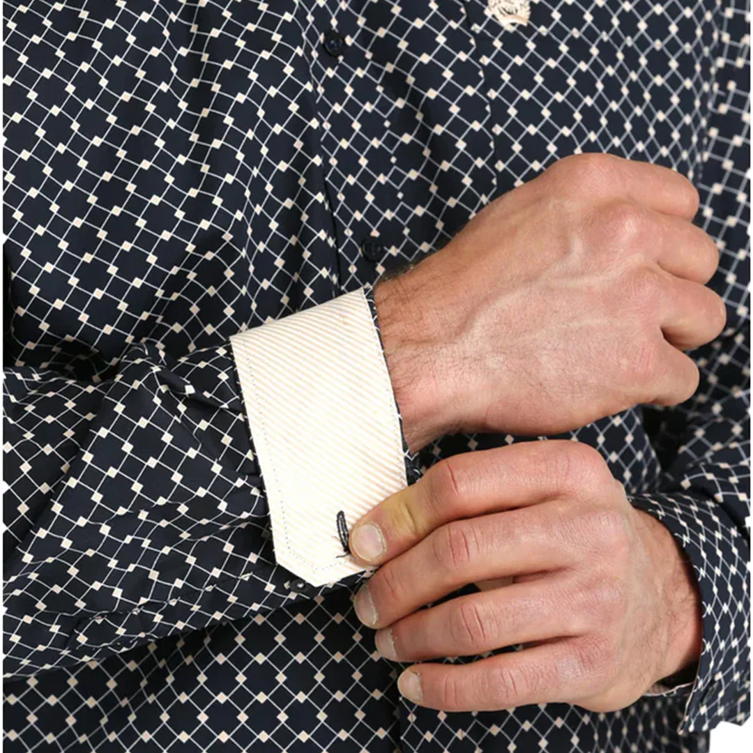 Мужская рубашка Cinch с длинными рукавами и ромбовидным принтом на пуговицах