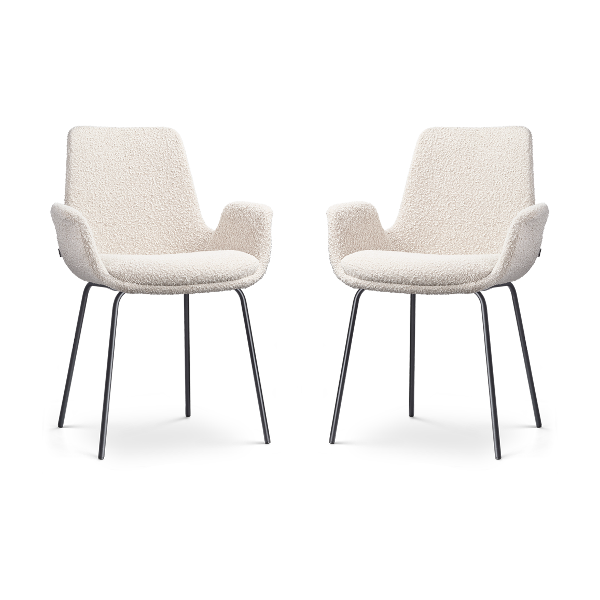 Nolon Nora-Eef eetkamerstoel bouclé beige - zwart onderstel - set van 2
