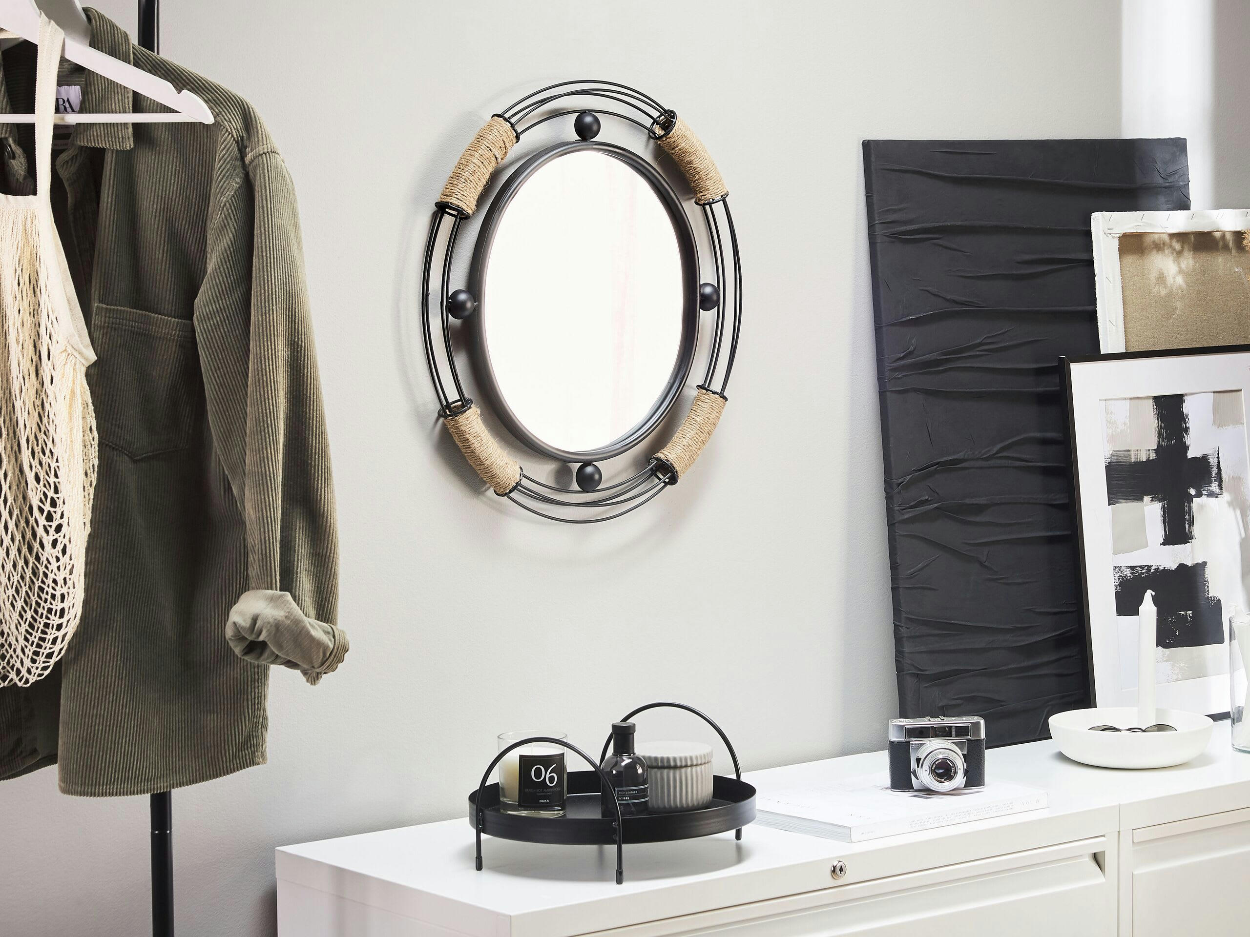 MOULINS - Miroir en métal noir 55x50