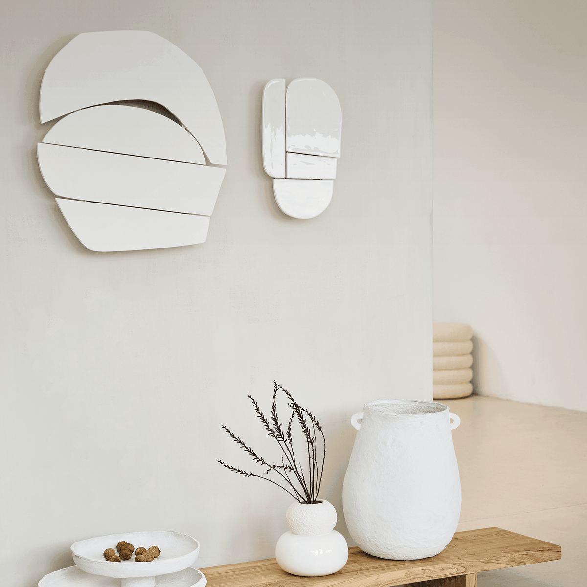 Urban Nature Culture wanddecoratie Wood Block Off White Off white - 6x55x58cm