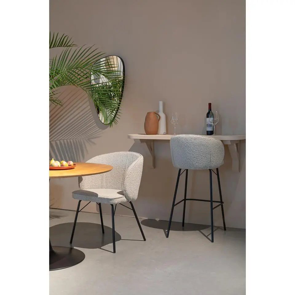 Housecraft Joa Eetkamerstoelen Boucl&eacute; Beige - Set van 2