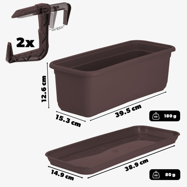 KADAX Skrzynka Balkonowa Doniczka 40cm Z Uchwytami