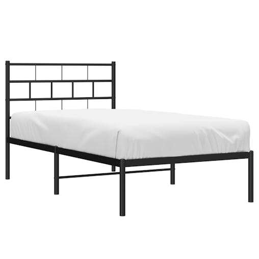 NNEVL Metal Bed Frame with Headboard Black 107x203 cm