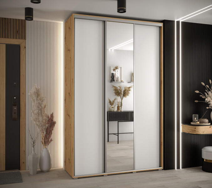 Szafa przesuwna 45 wysoka Davos 3 150 artisan biały srebrny