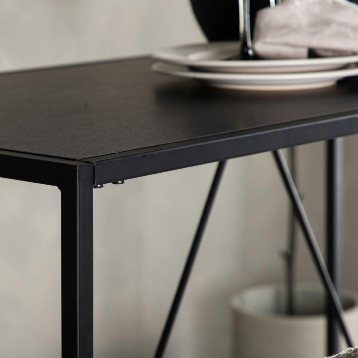 BRIPA - Table haute en métal et bois noir