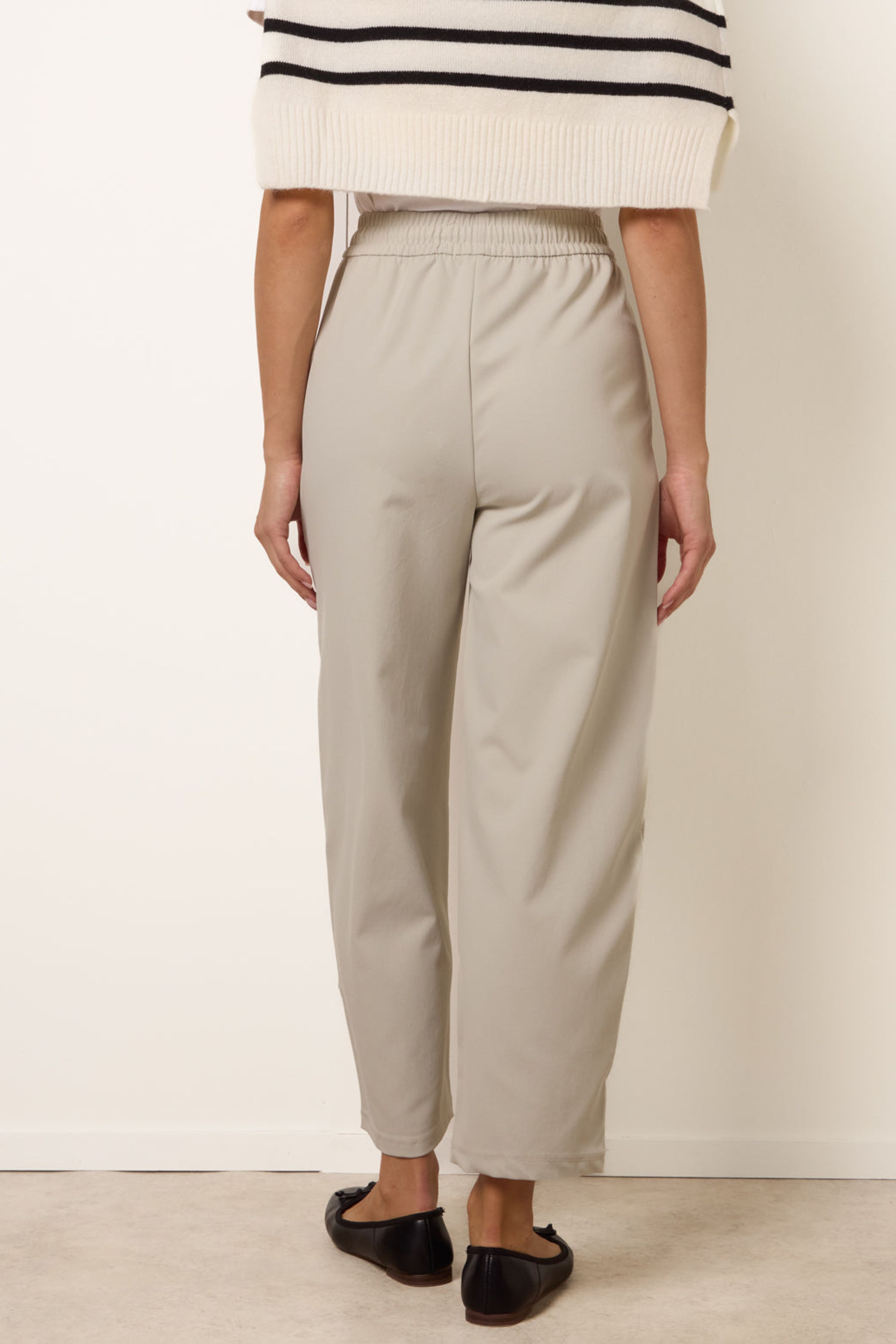 Blue Vanilla Stone Elastic Waist Drawstring Trousers