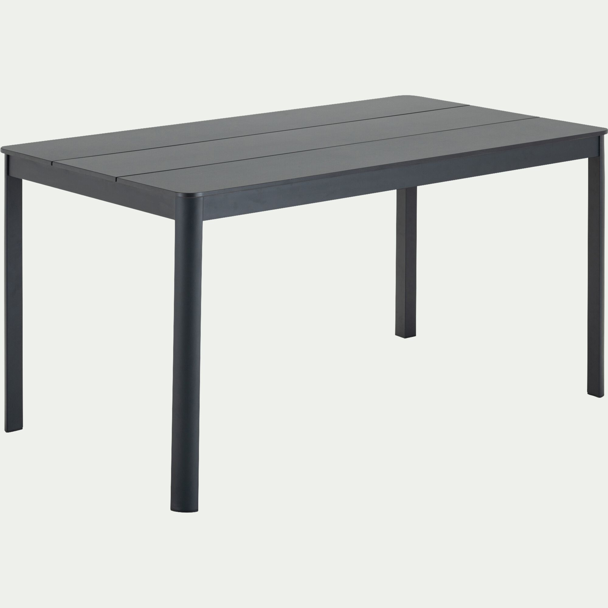 VERDIERE - Table de repas jardin en aluminium et duraboard - noir (6 places)