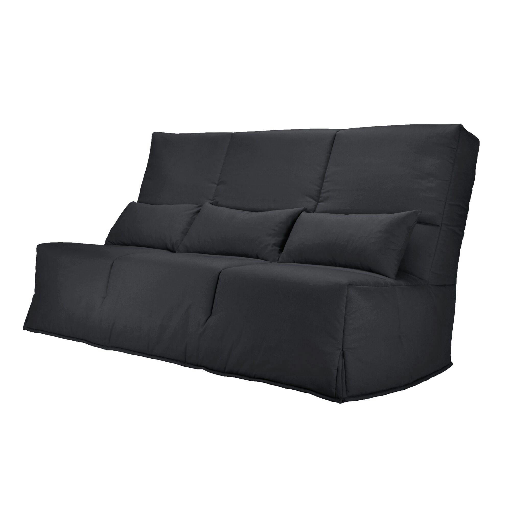 GAYA - Banquette clic-clac avec matelas latex anthracite 130 x 190 cm